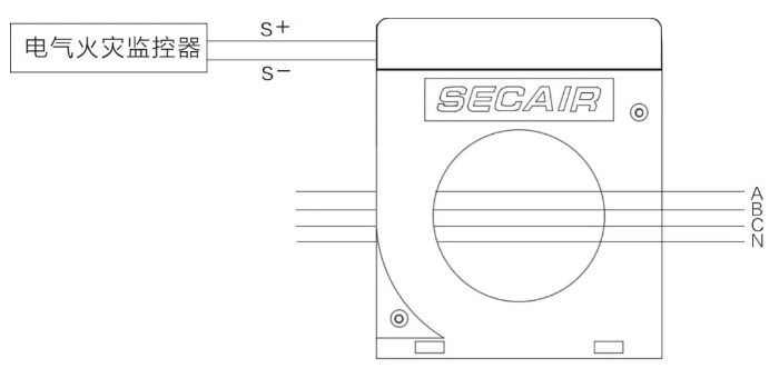 J-SCM41(160)剩余電流式<a href=http://www.hrbbcq.com/dianqihuozai/ target=_blank class=infotextkey>電氣火災(zāi)監(jiān)控</a>探測器接線圖